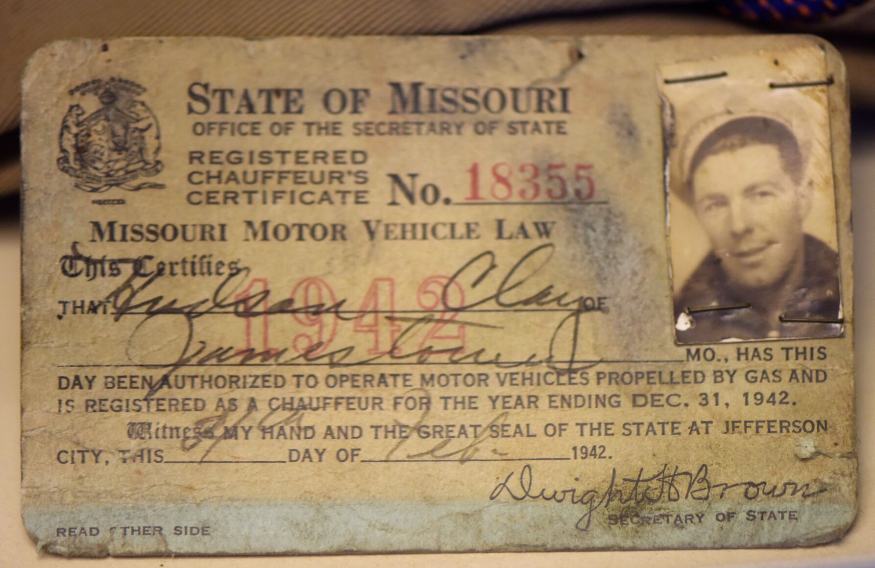 Hudson Clay's diver's license is pictured